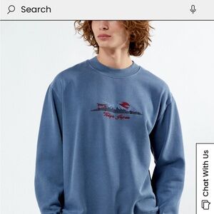 PacSun Blue Crewneck Sweater with Embroidery